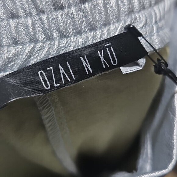 Ozai N Ku Silver Metallic High Waist Gloss Jeans Size XL New - Picture 5 of 10